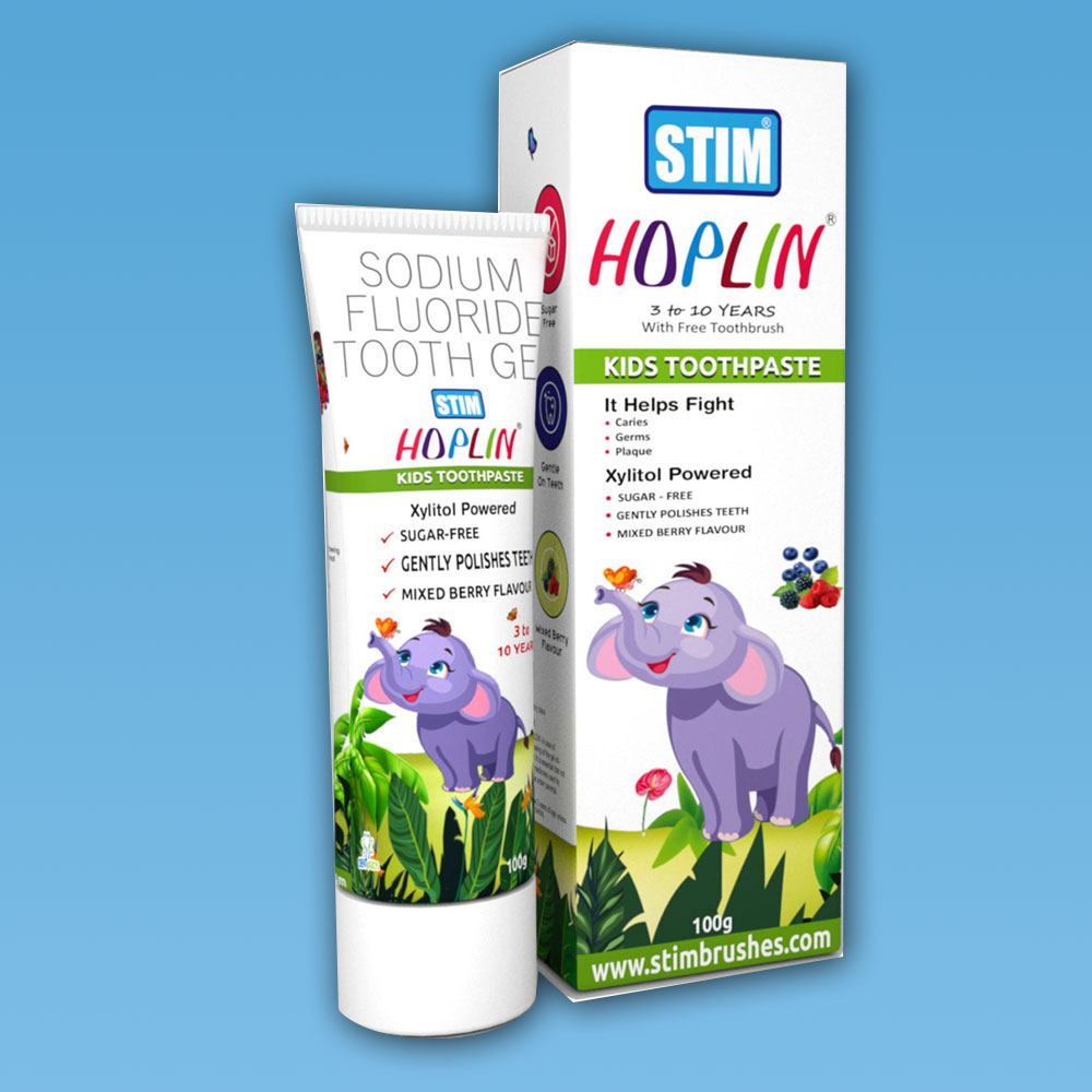 Hoplin Kids Toothpaste - 3 Years to 10 Years - With Free Toothbrush
